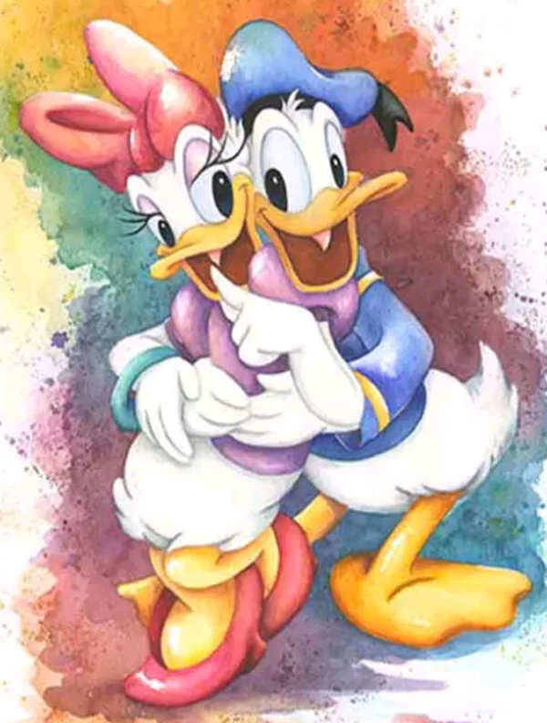 Donald duck en katrien - Diamond Painting rond