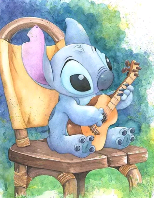 Stitch , gitaar - Diamond Painting Rond