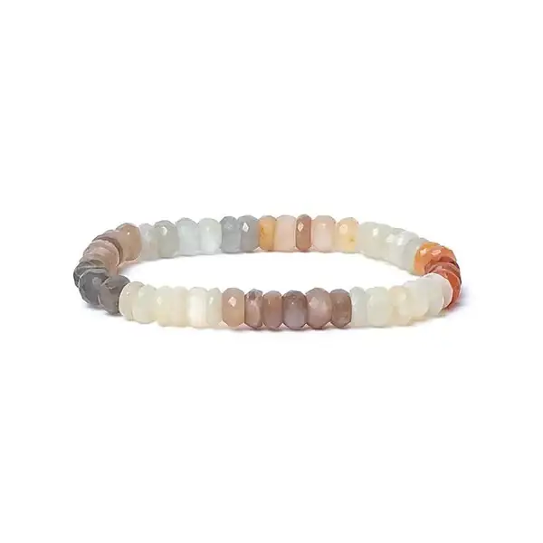 Armband mehrfarbig Mondstein Facette AA Qualität elastisch