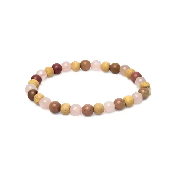 Armband Thulit, Rosenquarz & Tulsi