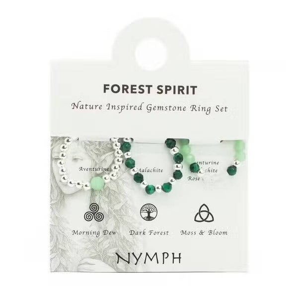 Nymphe-Geist Edelsteinring-Set „Waldgeist“