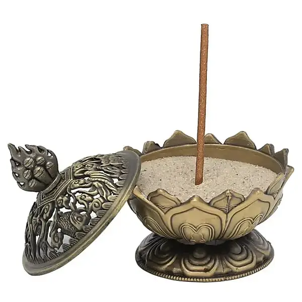 Räucherstäbchenhalter Lotus bronzefarbig - weitere Varianten