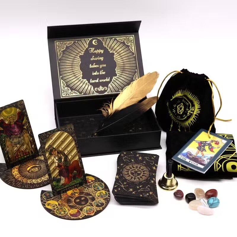 Englisches Tarot mit Goldfolie – „Lass die Magie beginnen“ – Geschenkset