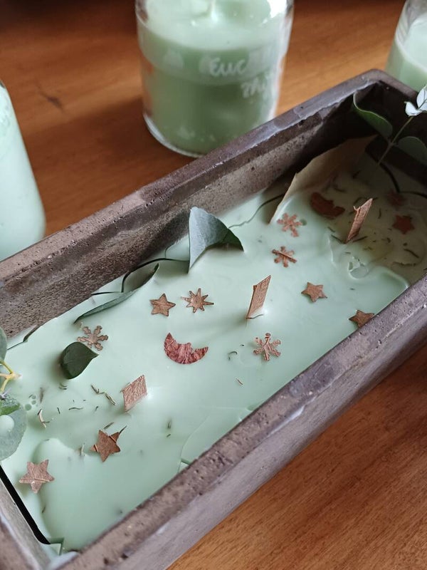 Decoratieve geurkaars eucalyptus/thijm