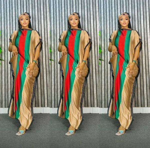 Elegant Colorblock Kaftan Dress