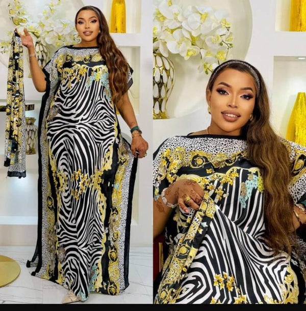 Zebra Luxe Kaftan Dress