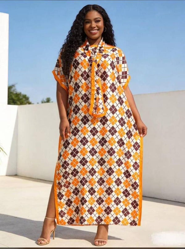 Elegant Argyle Maxi Dress