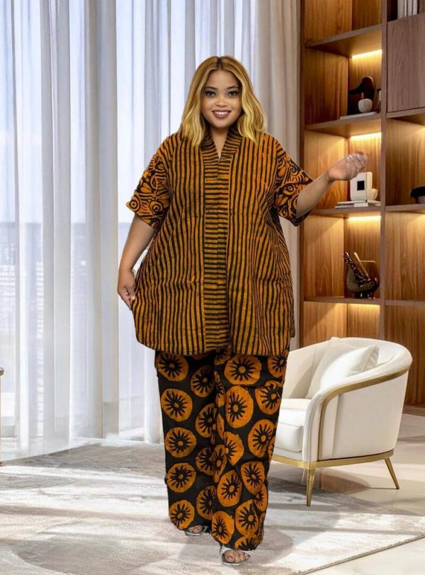 African Batik Print Two-Piece Loungewear Set