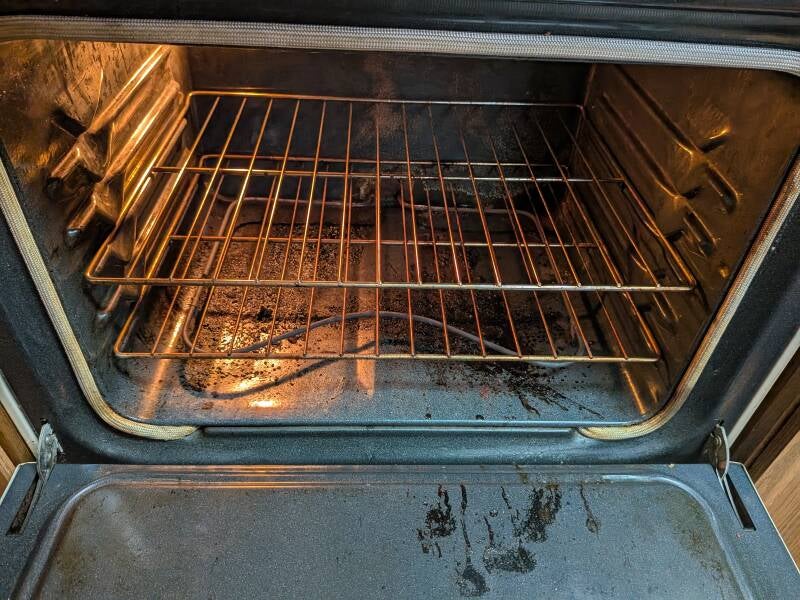 Before photo of dirty oven