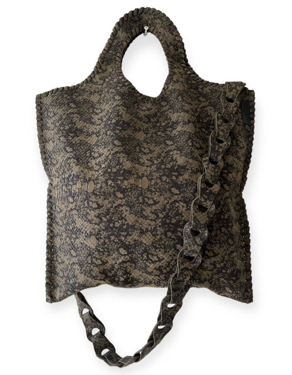 Tas - Leer - Print - Groen/Zwart -