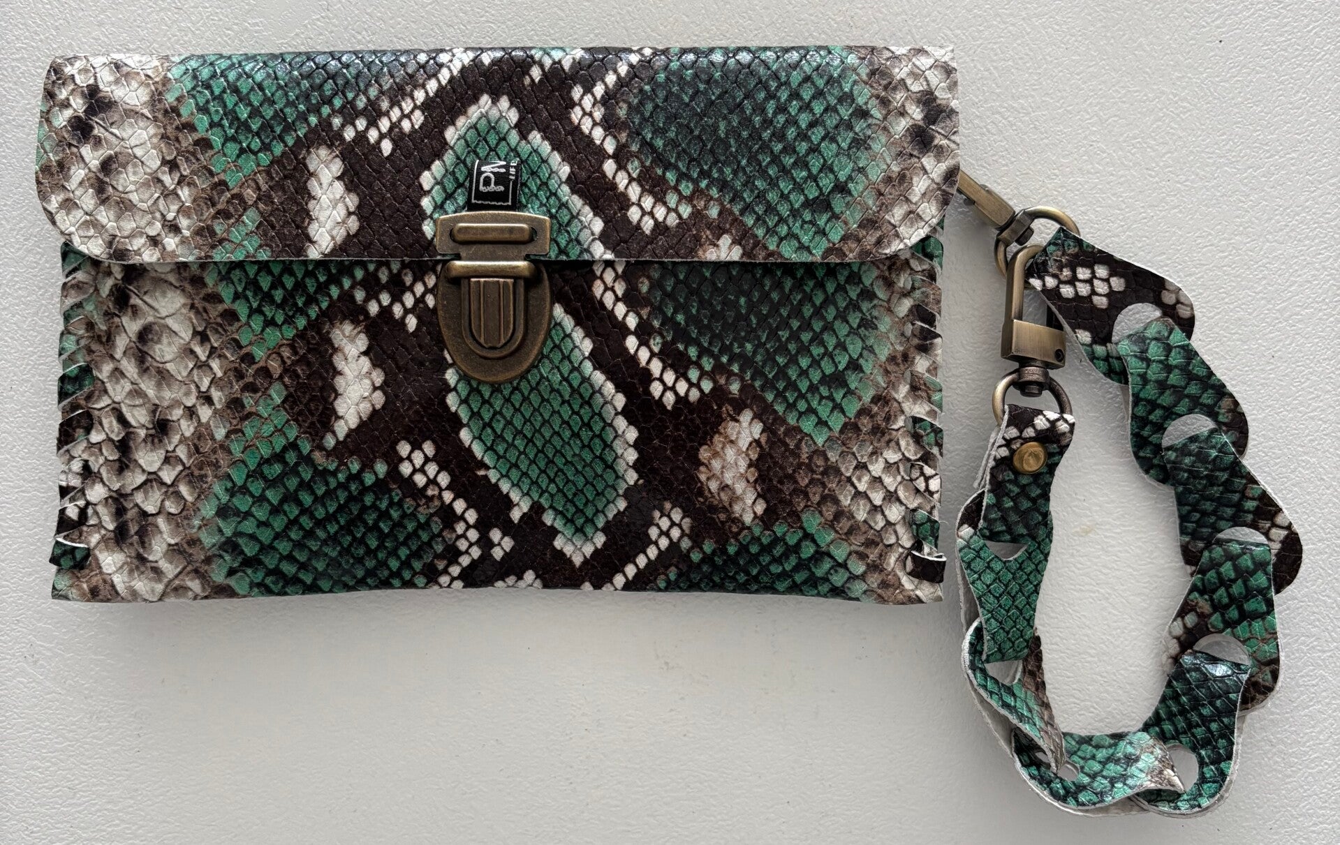 Clutch - Portemonnee - Groen - Snakeprint -
