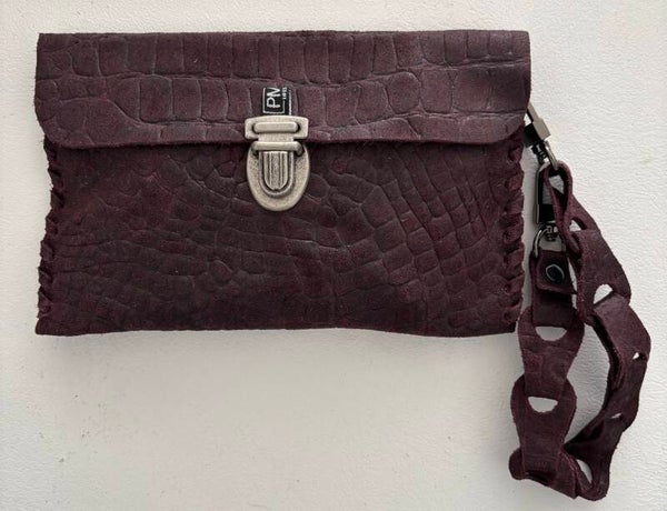 Clutch - Portemonnee - Bordeauxrood- crocoprint -