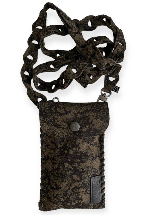 Tasje - Telefoon - Leer - Mosgroen - Print -