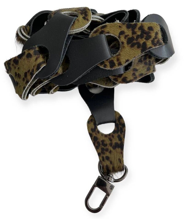 Bagstrap - Leer - Schouderband - Zwart - Groen - Koeienhuid - Print -