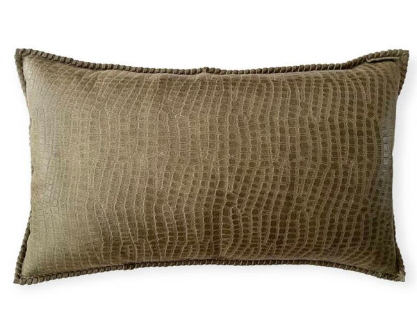 Kussen - Leer - Groen - 40x70cm - Uni - Mamba -