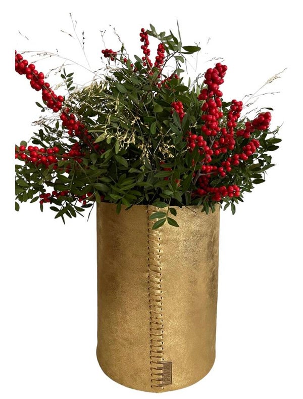 Pot - Vaas - Leer - Goud -
