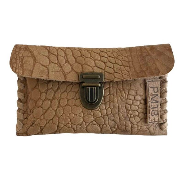 Portemonnee - Leer - Cognac - Crocoprint -