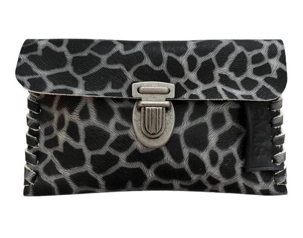 Portemonnee - Leer - Grijs - Giraf print -