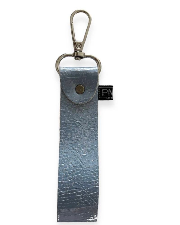 Sleutelhanger - blauw - glitter - leer -