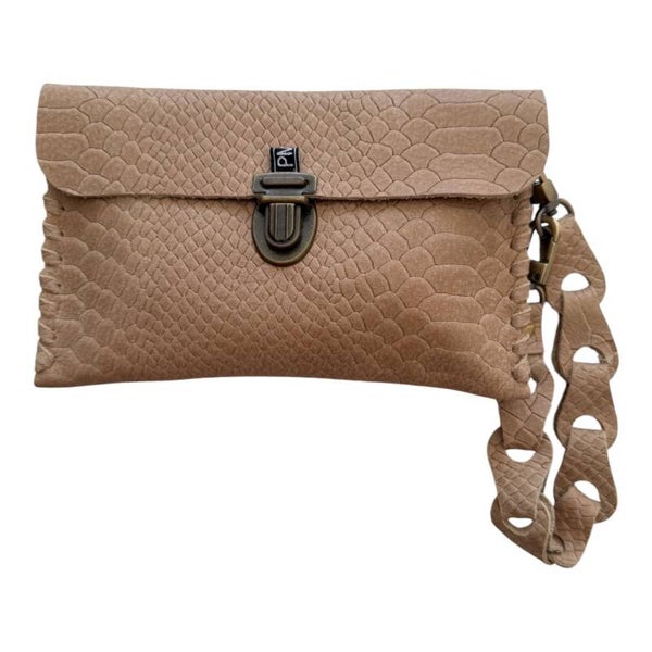 Clutch - Portemonnee - Beige - Snakeprint -