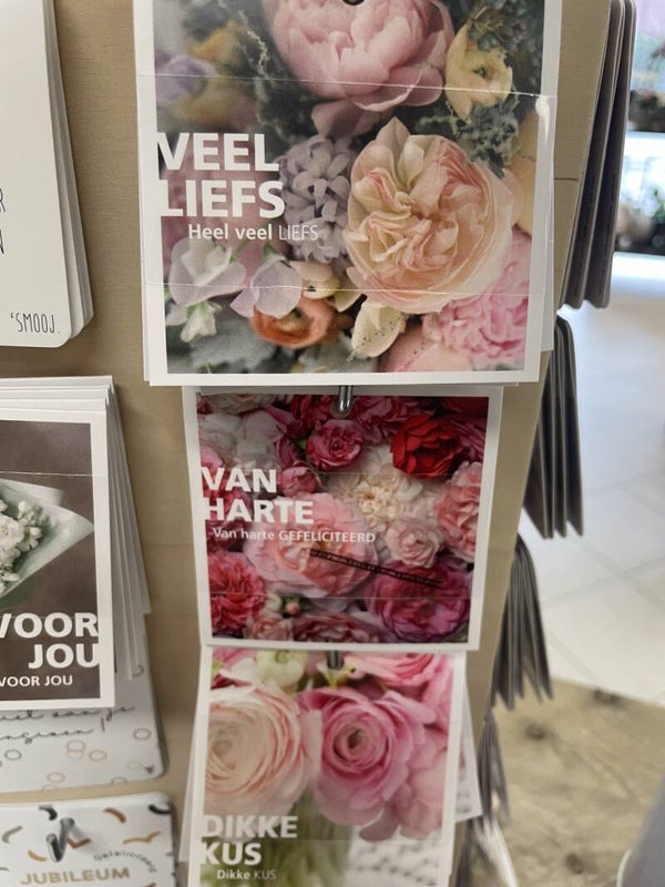 Kaartje voor aan boeket