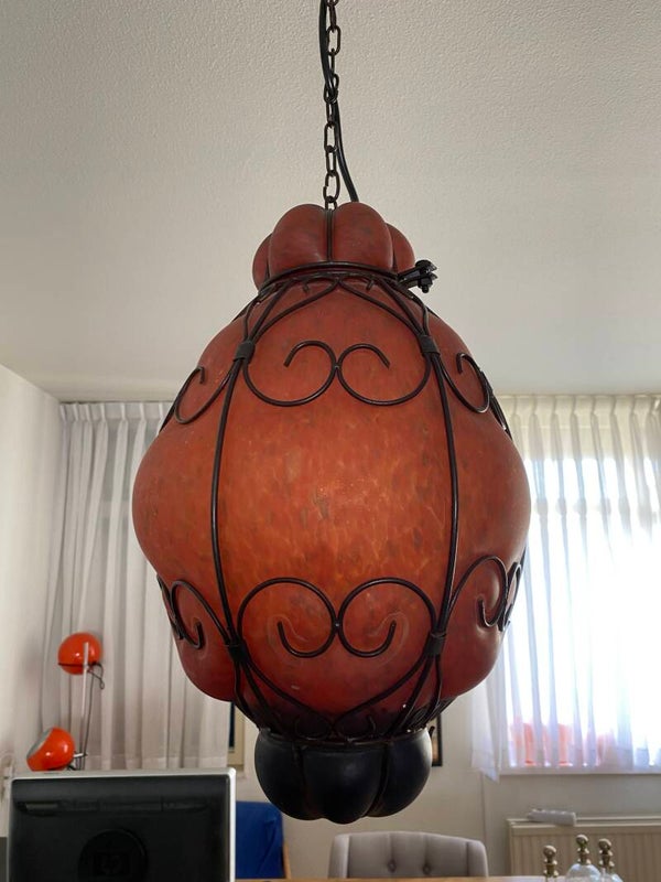 Venetiaanse hanglamp Murano, oranje/bruin