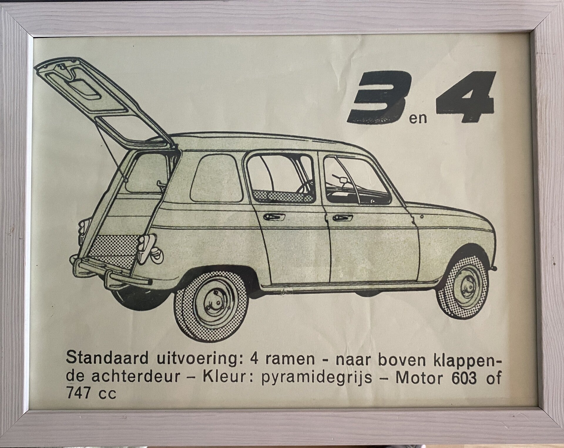 Lijntekening print Renault 4
