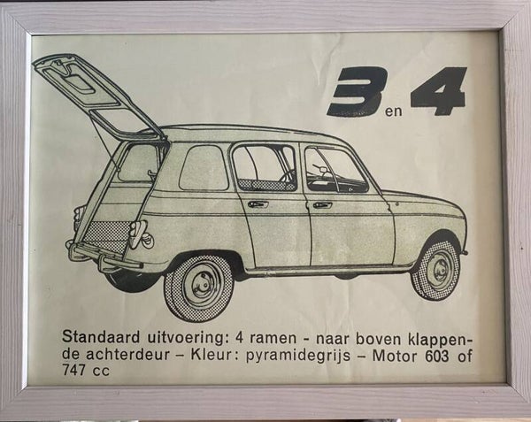Lijntekening print Renault 4