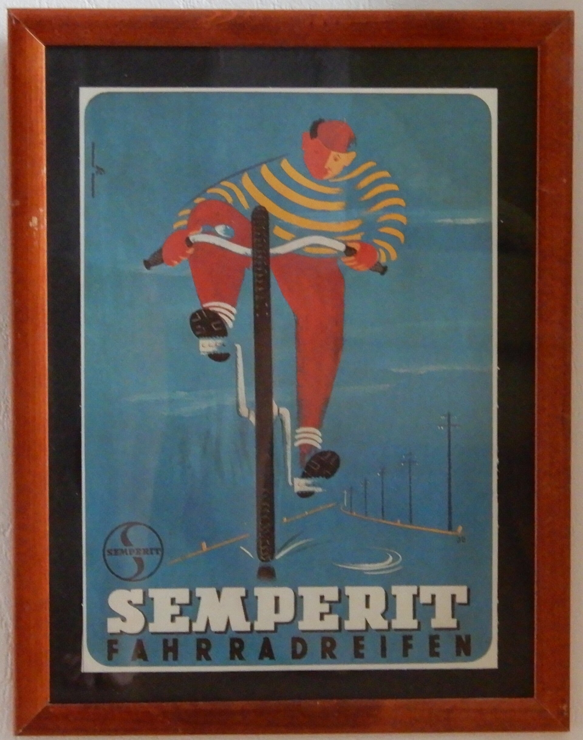 Vintage reclameposter in houten lijst
