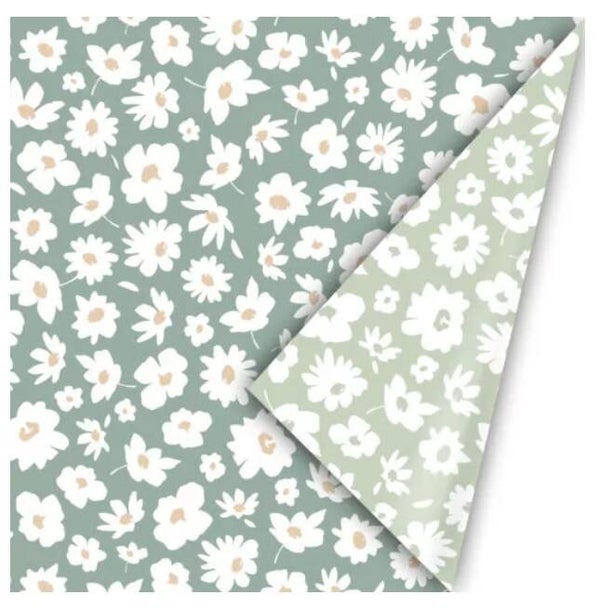 Kadopapier dubbelzijdig bloemen Groen | 50x300cm