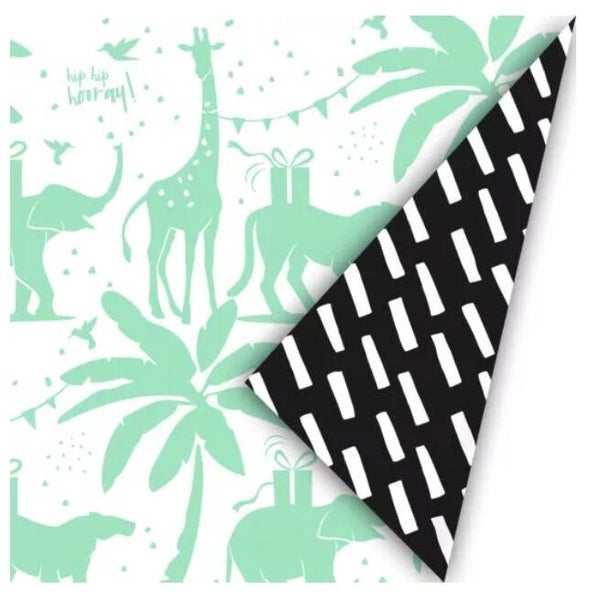 Kadopapier dubbelzijdig Dierenprint Groen Zwart | 50x300cm