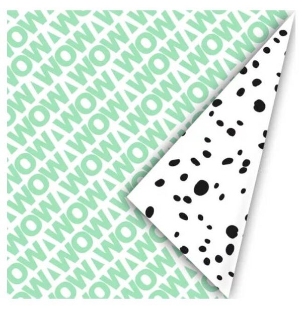 Kadopapier dubbelzijdig WOW Groen, Zwart, Wit | 50x300cm