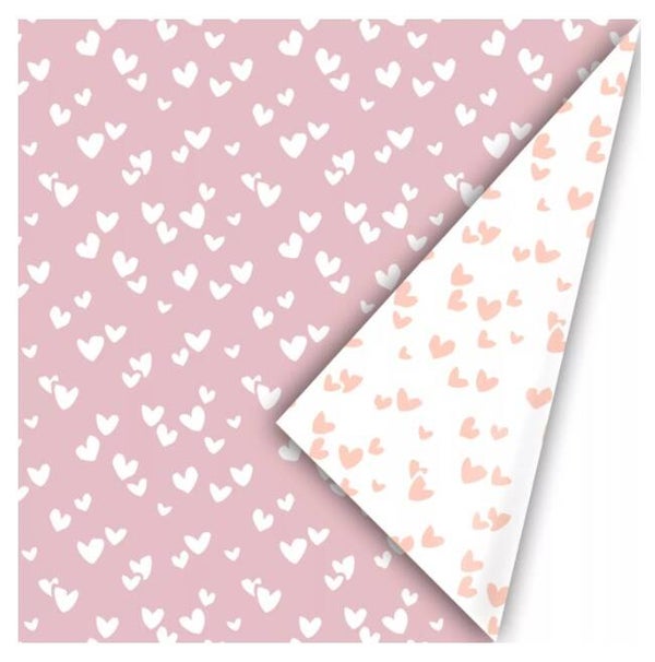 Kadopapier dubbelzijdig Hartjes Roze, Wit, Neon pastel | 50x300cm