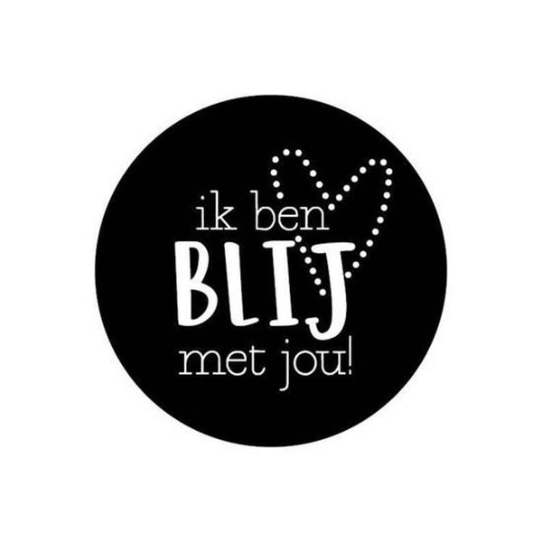 Kadosticker of sluitzegel 'Ik ben blij met jou'  Zwart | 40mm