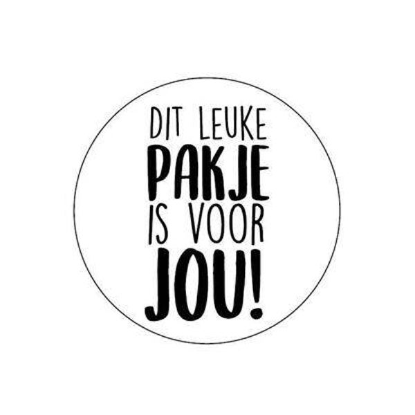 Kadosticker of sluitzegel 'Dit leuke pakje is voor jou'' Zwart/Wit | 40mm