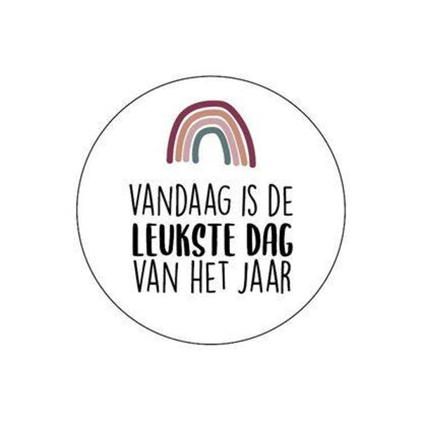 Kadosticker of sluitzegel 'Vandaag is de leukste dag vh jaar, regenboog' | 40mm