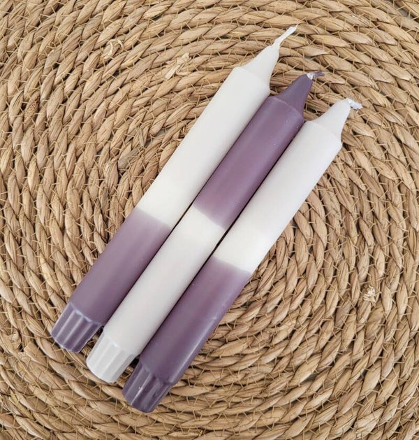 Dip Dye kaarsen | Licht Grijs / Grijs