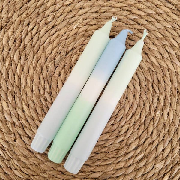 Dip Dye kaarsen | Licht Groen / Licht Blauw
