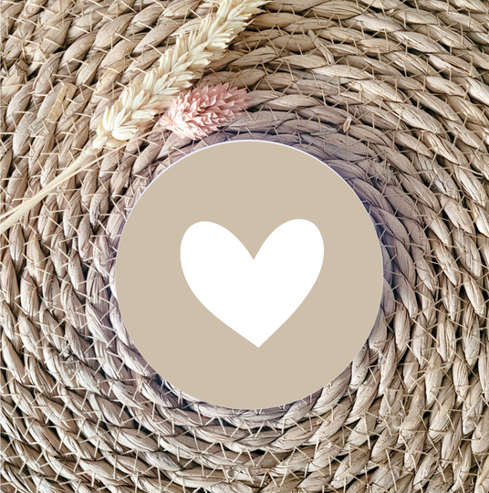 Onderzetter 'Gevuld Hartje wit' Licht Bruin