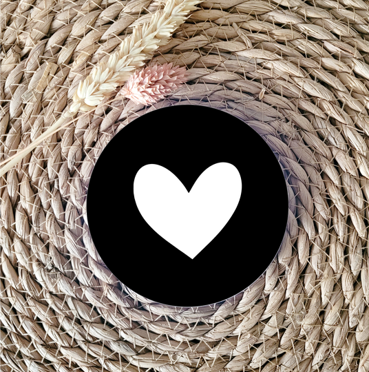 Onderzetter 'Gevuld Hartje wit' Zwart