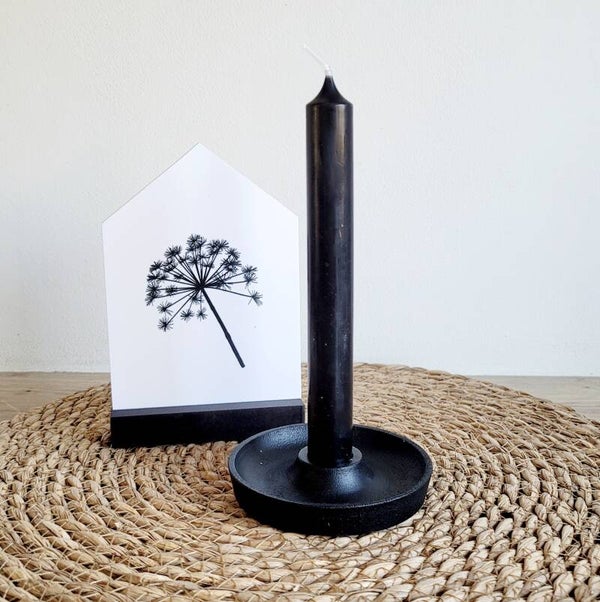 Effen Zwarte kaars 19 cm