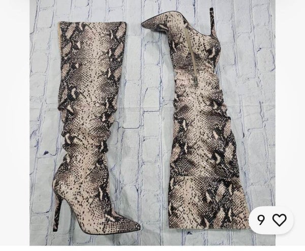 Over or under knee snakeskin boots