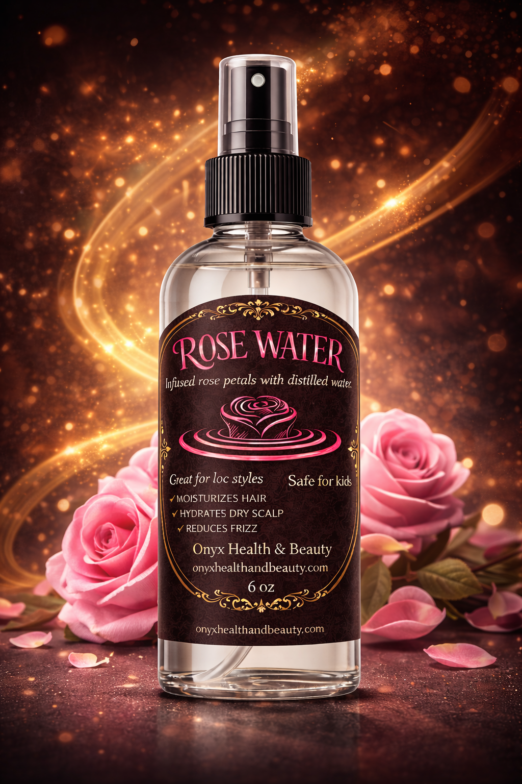 Rose Water for  Skin & Hair 8 oz.
