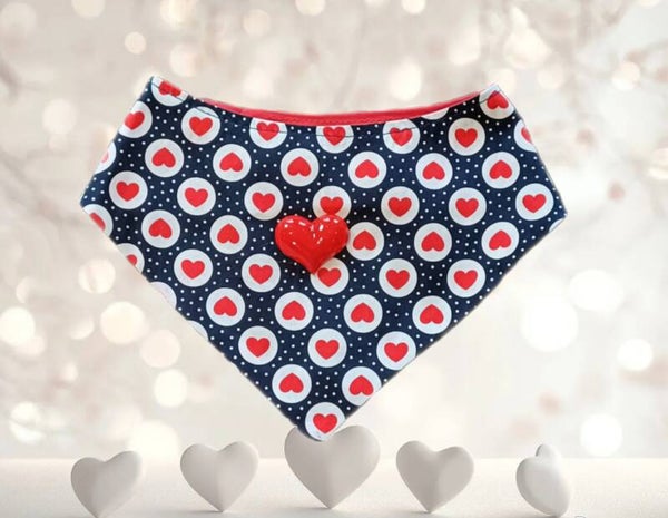 Valentine Hearts Reversible Dog Bandana