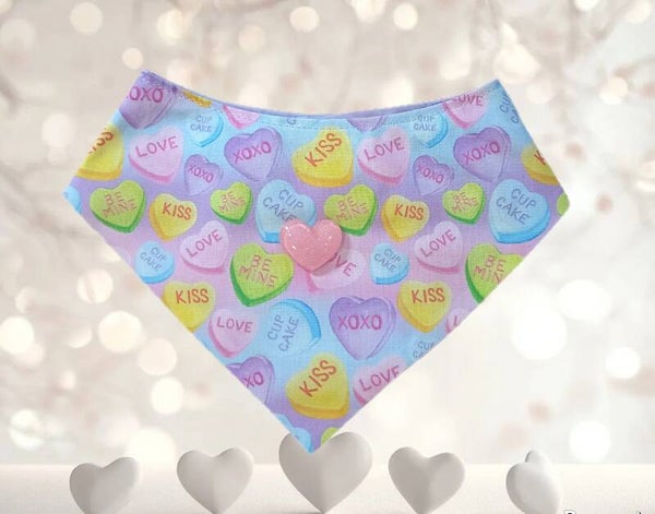 Valentine Love Heart Sweets Reversible Dog Bandana