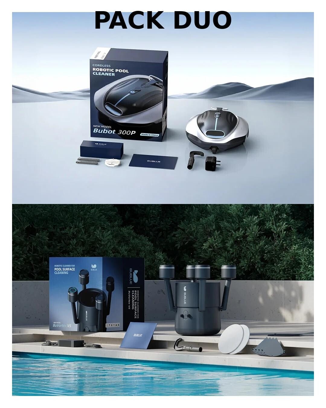 PACK DUO BUBLUE - Robot fond A10 PS + Skimmer de surface F10