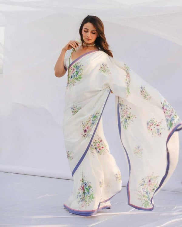 Alia Bhatt Satin Silk Saree Bollywood Collections Festive Ready To Wear Saree