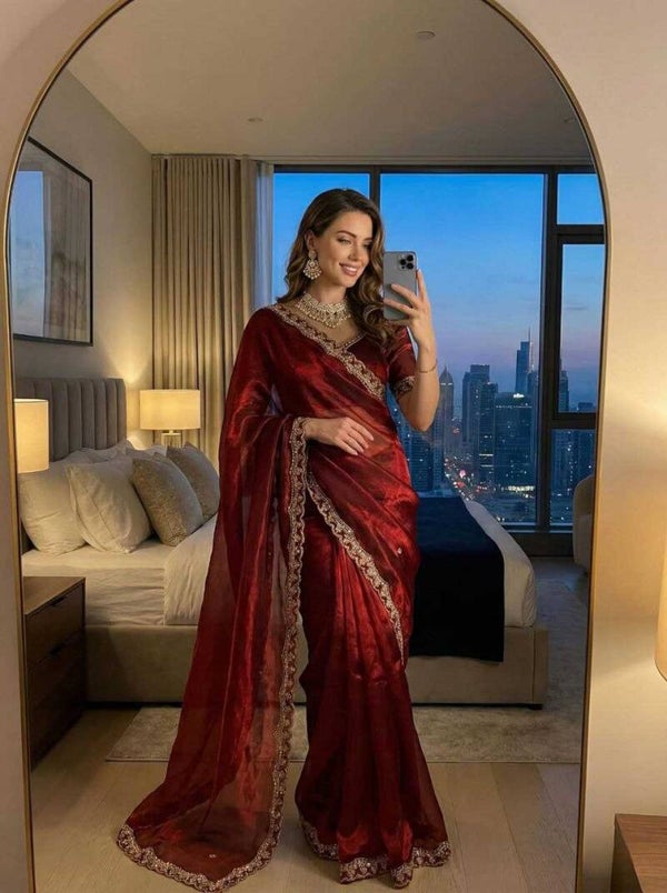 Ruhani Designer Sequence Satin Saree
