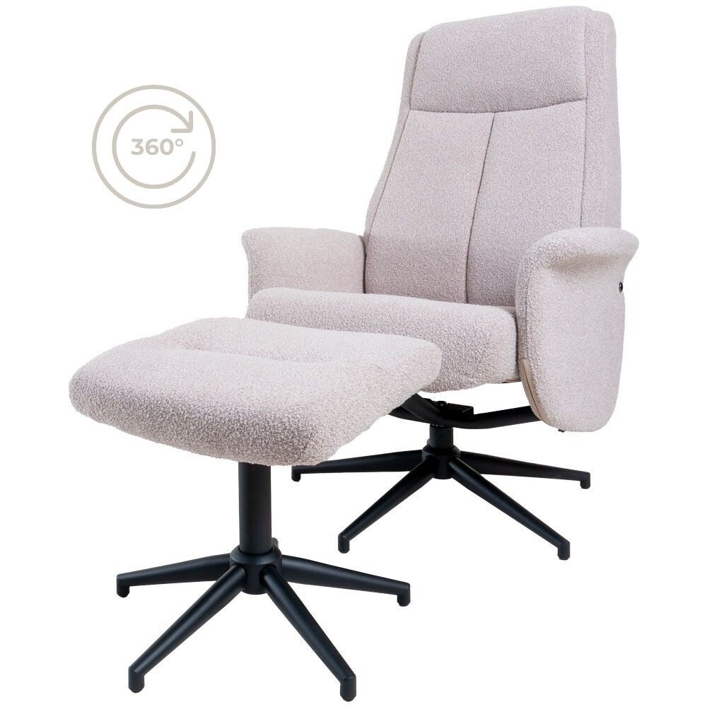 Bindy relaxfauteuil + hocker – Bouclé Naturel – Home67