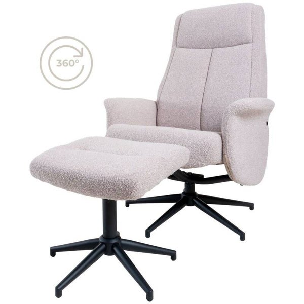 Bindy relaxfauteuil + hocker – Bouclé Naturel – Home67